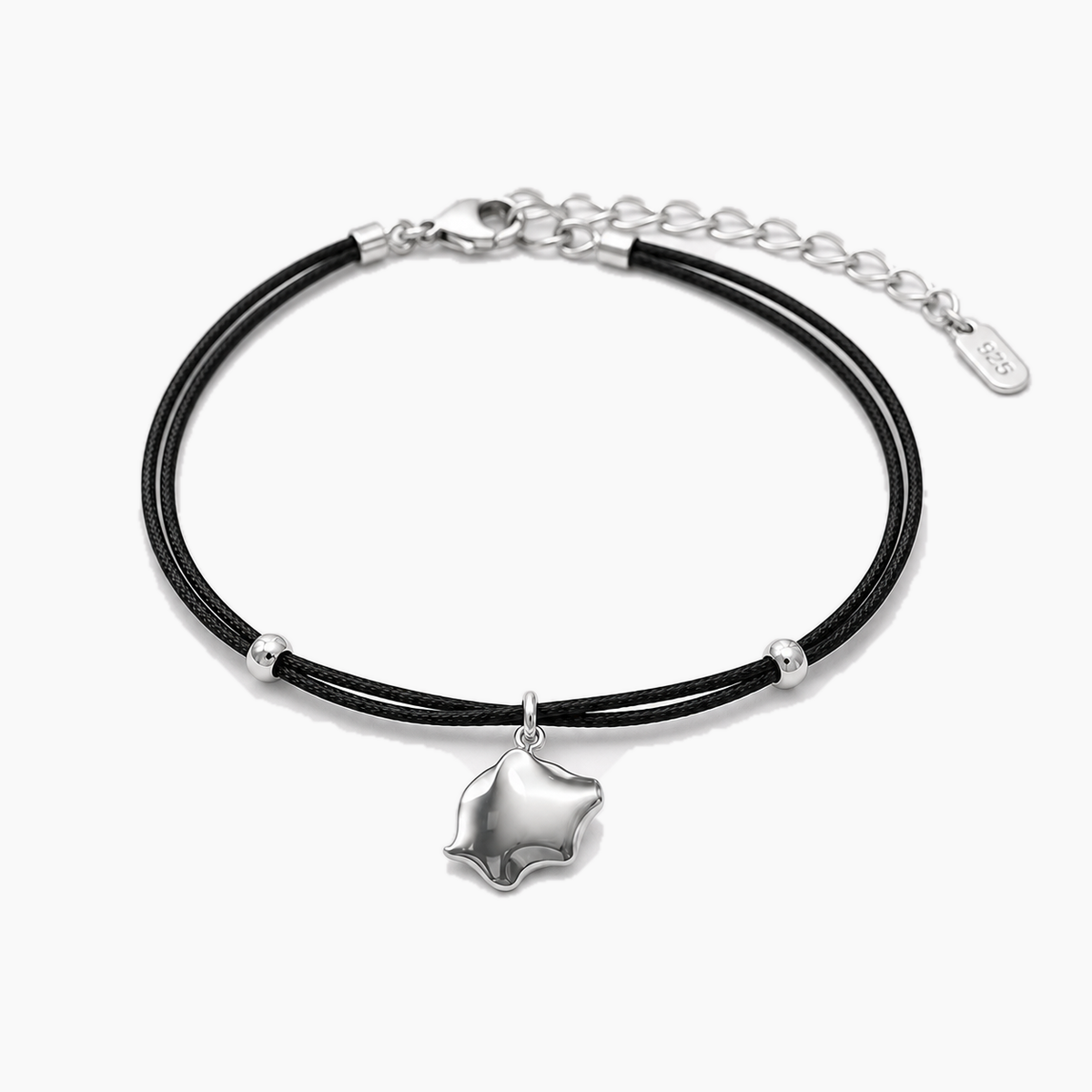 Pig Flow Pendant with black cord on #F9F9F9 background