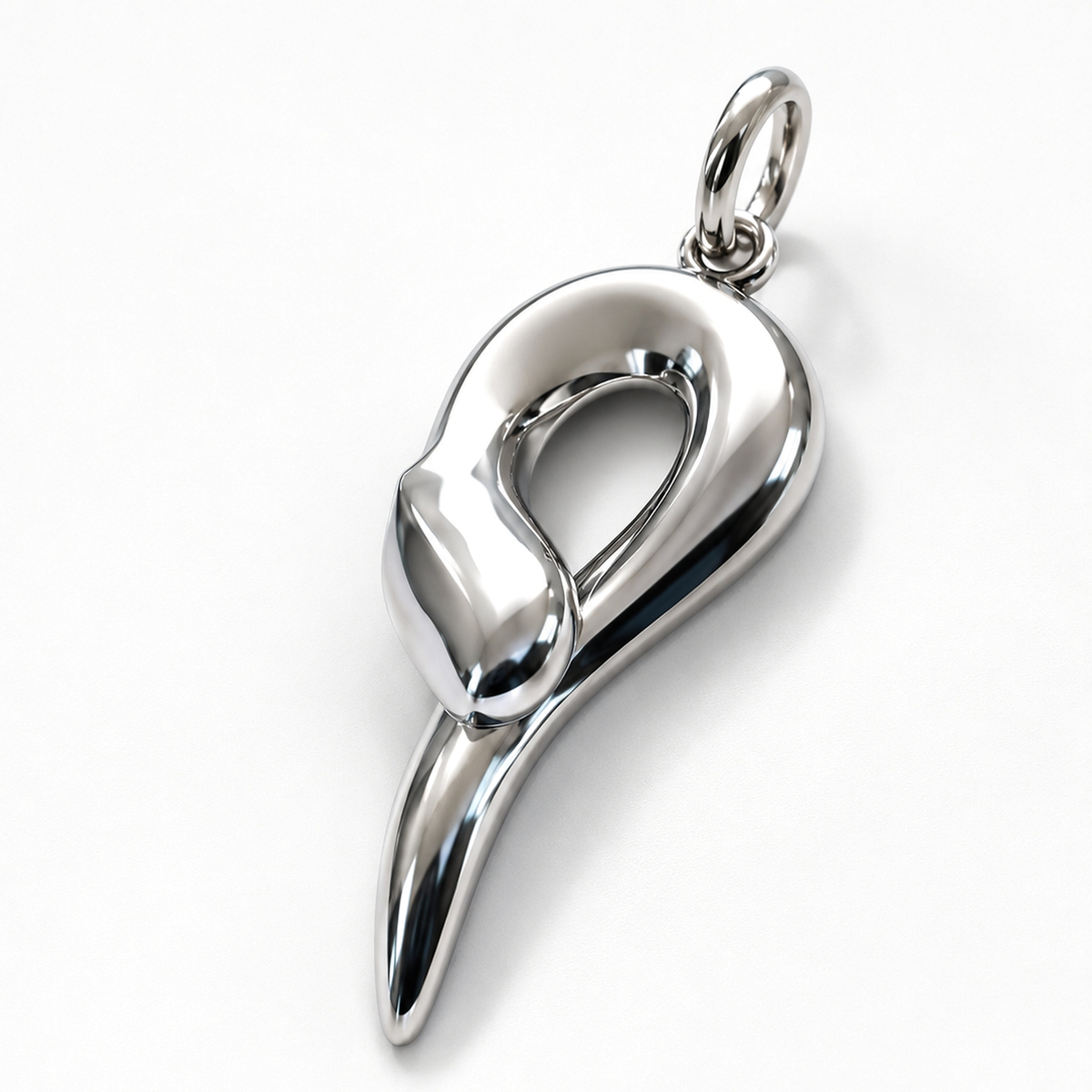 Angled view of the AUVYR Serpent Flow Pendant on an F9F9F9 background